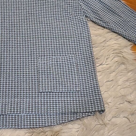 J jill Ponte womens light blue and gray‎ print viscoe stretch long sleeve shirt - Picture 2 of 6